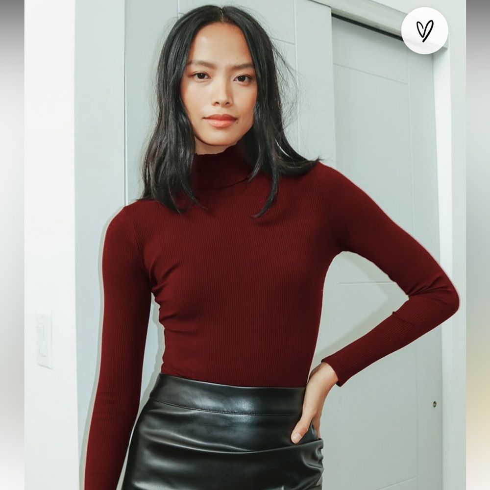 Burgundy smock neck body suit
